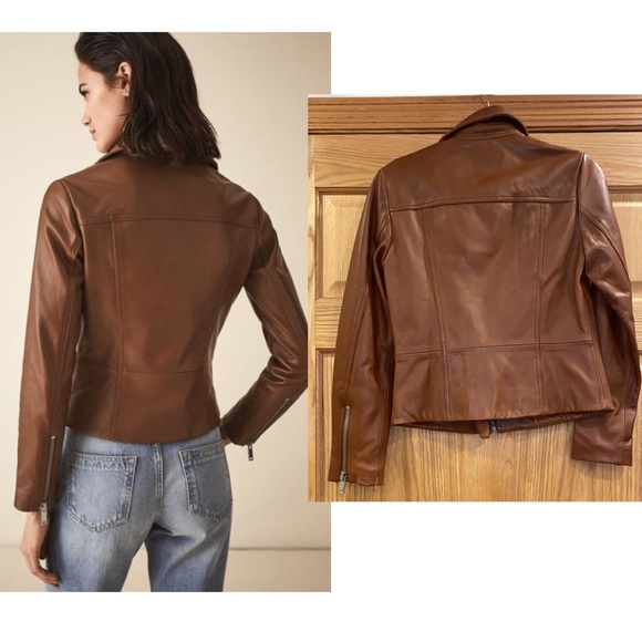 REISS Blair Leather Biker Jacket - Picture 2 of 12